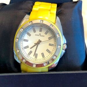 Anne Klein women's watch with yellow accent Needs New Battery But Works